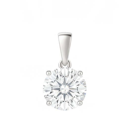 14K Gold Round Cut Moissanite Solitaire Pendant Only - Dangle Bail
