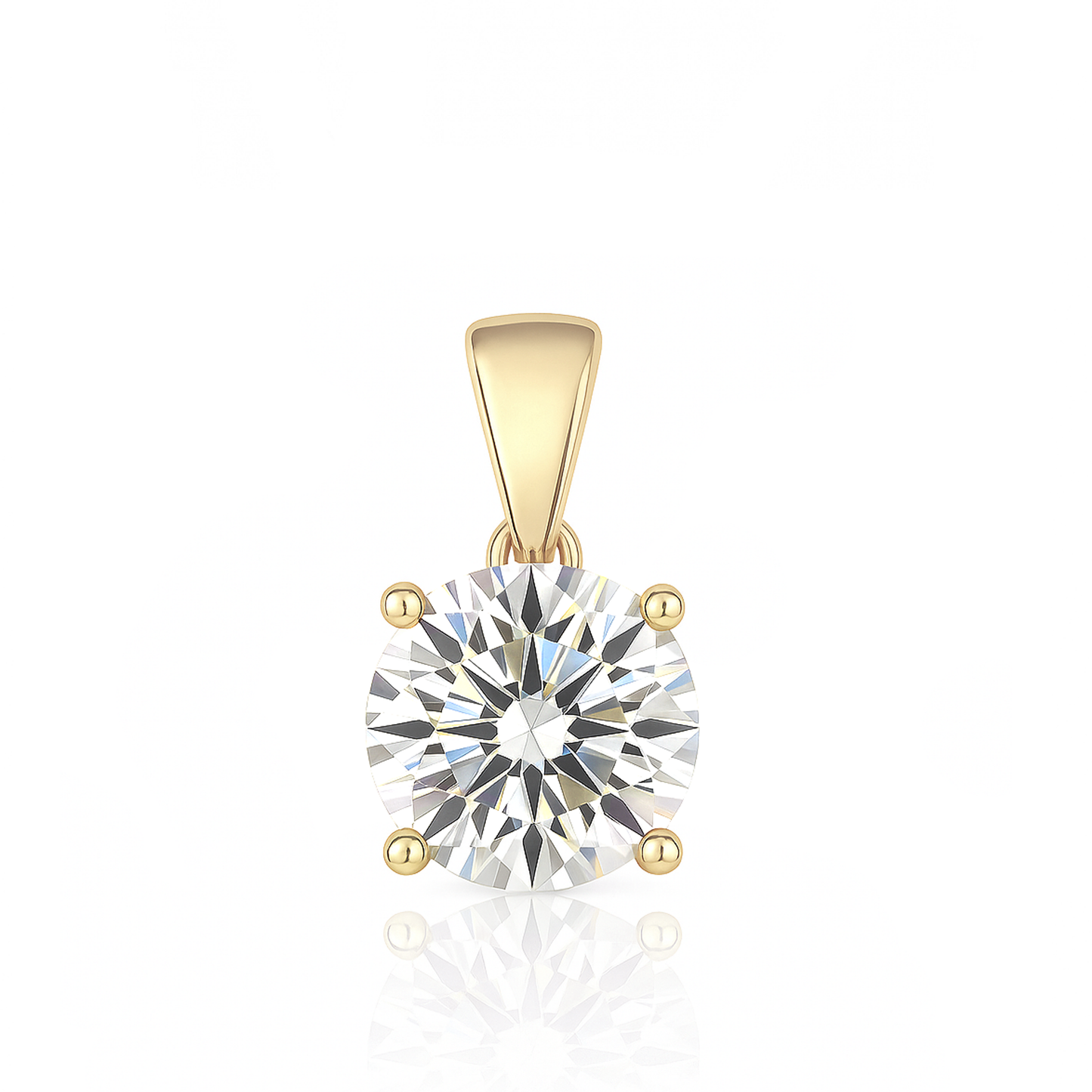 14K Gold Round Cut Moissanite Solitaire Pendant Only - Dangle Bail
