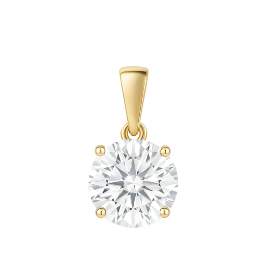 14K Gold Round Cut Moissanite Solitaire Pendant Only - Dangle Bail