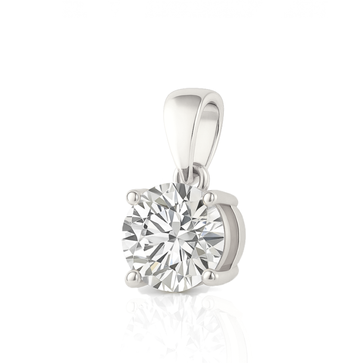 14K Gold Round Cut Moissanite Solitaire Pendant Only - Dangle Bail