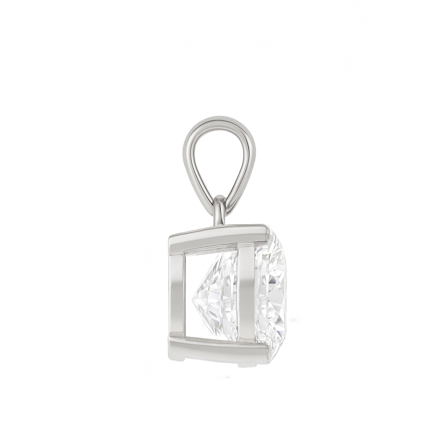 14K Gold Round Cut Moissanite Solitaire Necklace - Dangle Bail on Box Chain