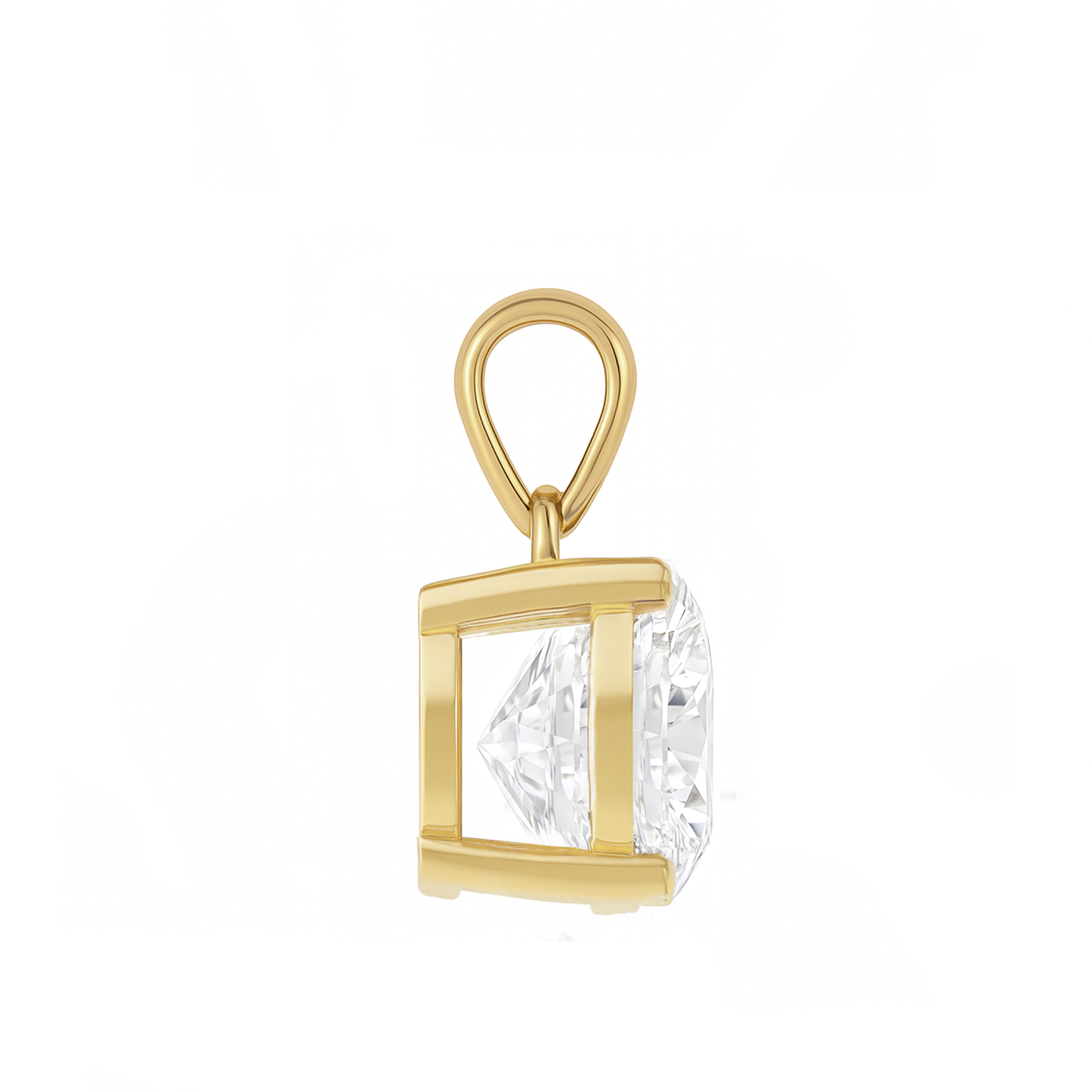 14K Gold Round Cut Moissanite Solitaire Necklace - Dangle Bail on Box Chain