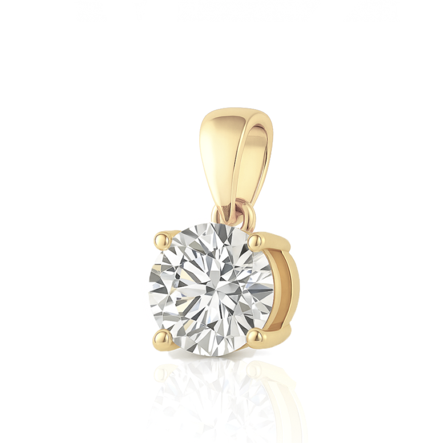 14K Gold Round Cut Moissanite Solitaire Pendant Only - Dangle Bail