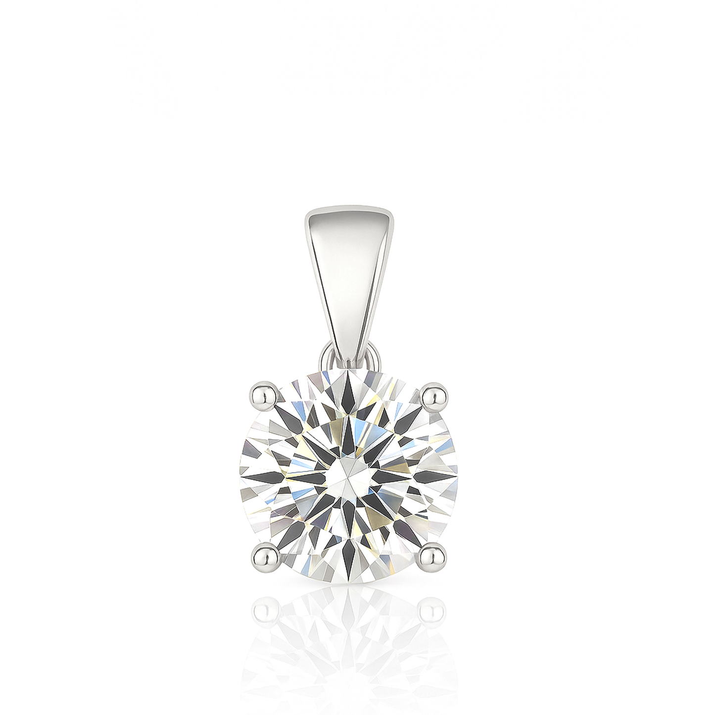 14K Gold Round Cut Moissanite Solitaire Pendant Only - Dangle Bail