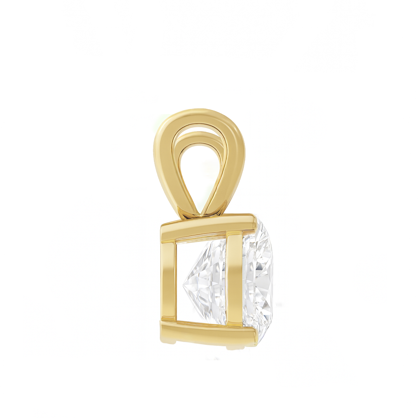 14K Gold Round Cut Moissanite Solitaire Necklace - Double Loop Bail on Cable Chain