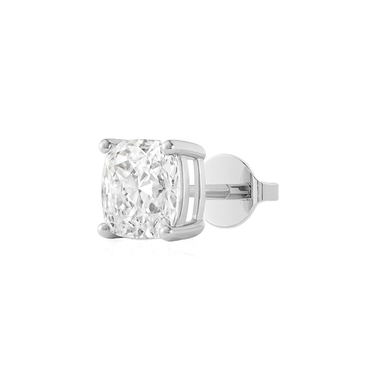 10K Gold Cushion Cut Moissanite Solitaire Single Stud Earring - Push Back