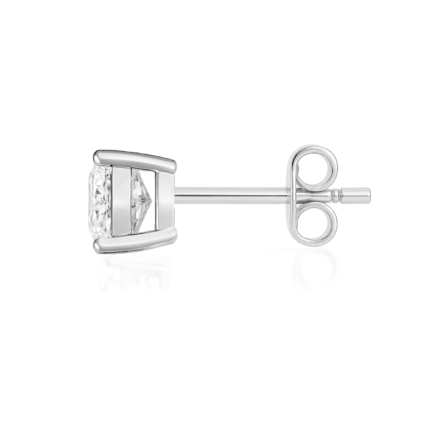 10K Gold Cushion Cut Moissanite Solitaire Single Stud Earring - Push Back