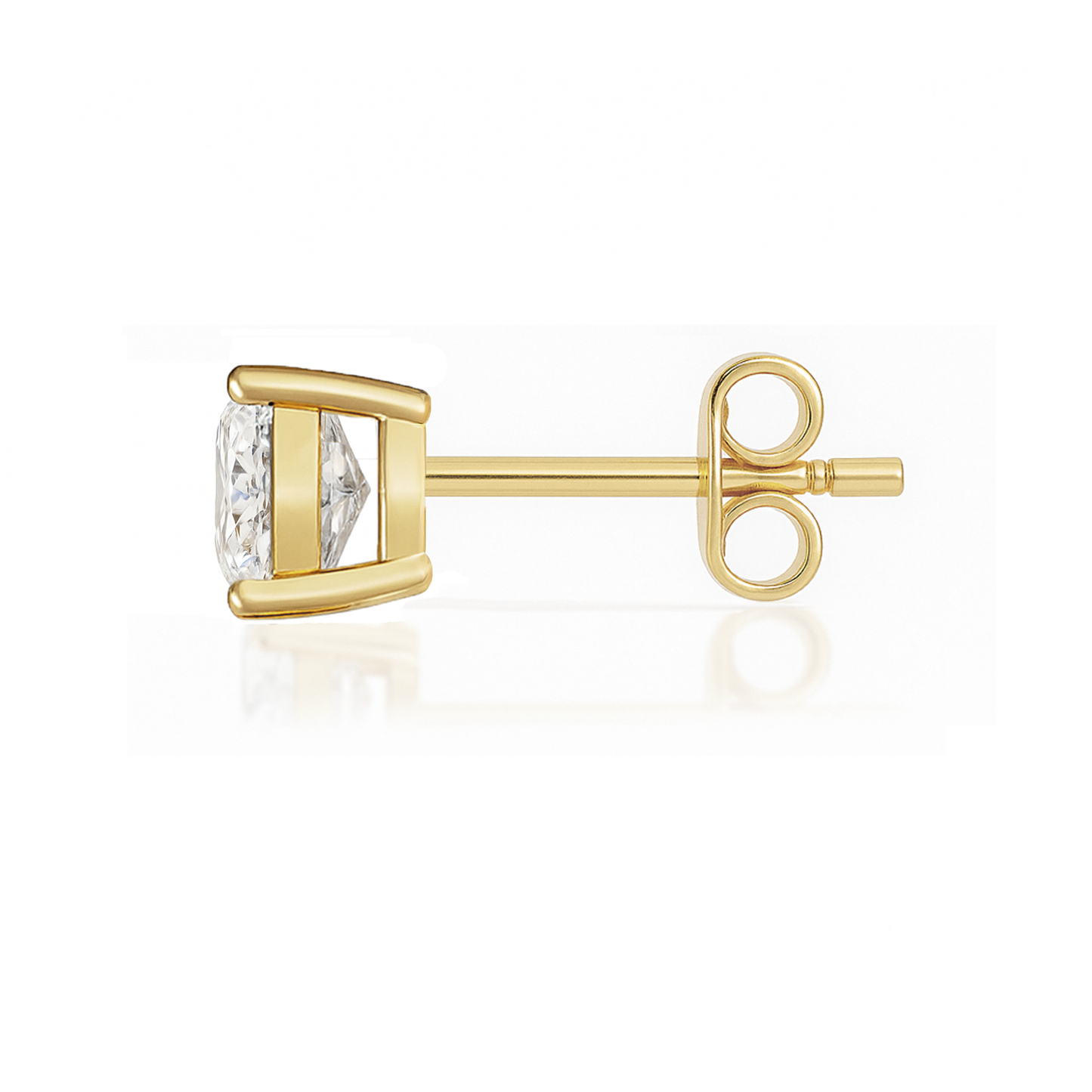 14K Gold Cushion Cut Moissanite Solitaire Single Stud Earring - Push Back