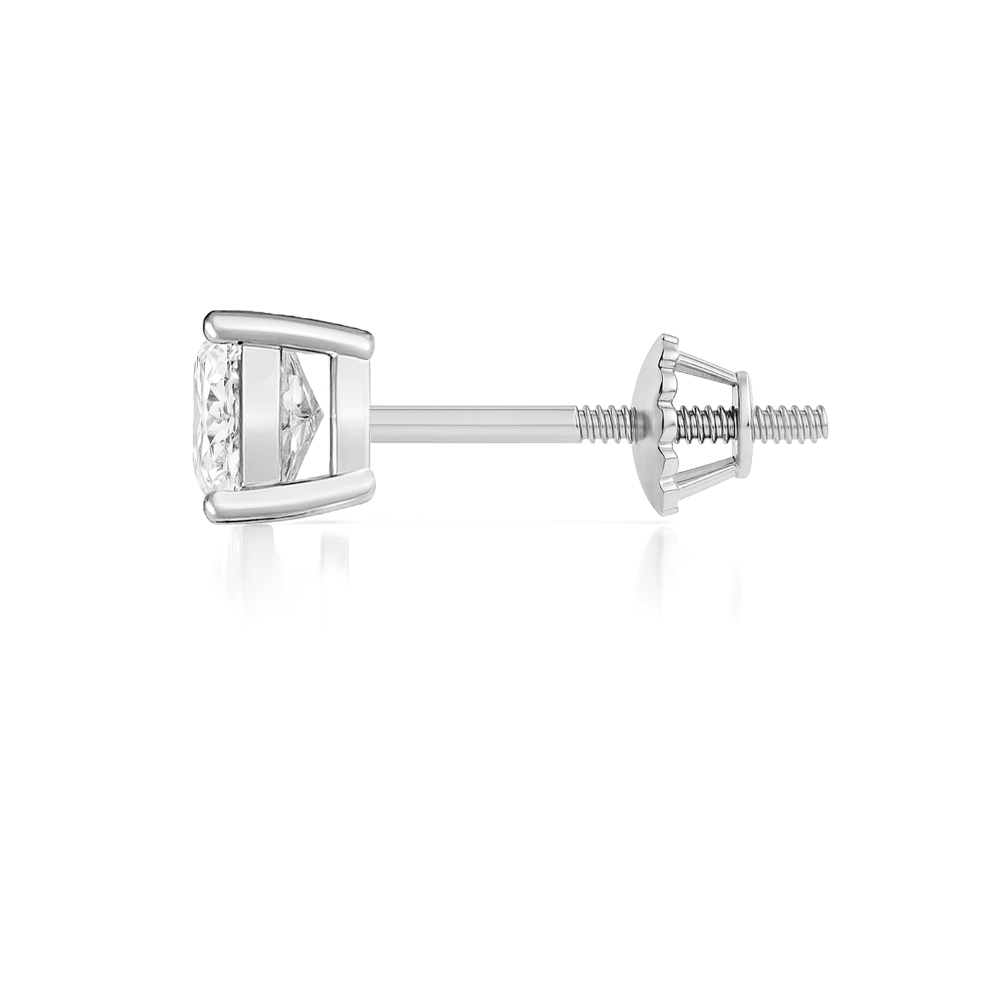 14K Gold Cushion Cut Moissanite Solitaire Single Stud Earring - Screw Back