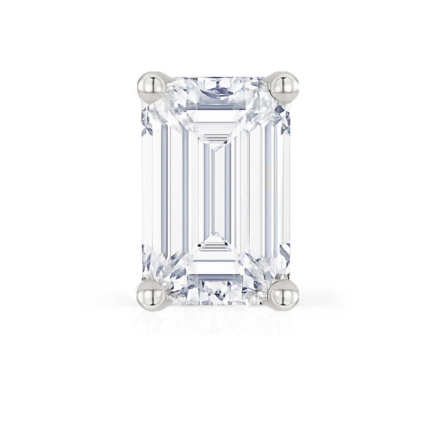 10K Gold Emerald Cut Moissanite Solitaire Single Stud Earring - Screw Back