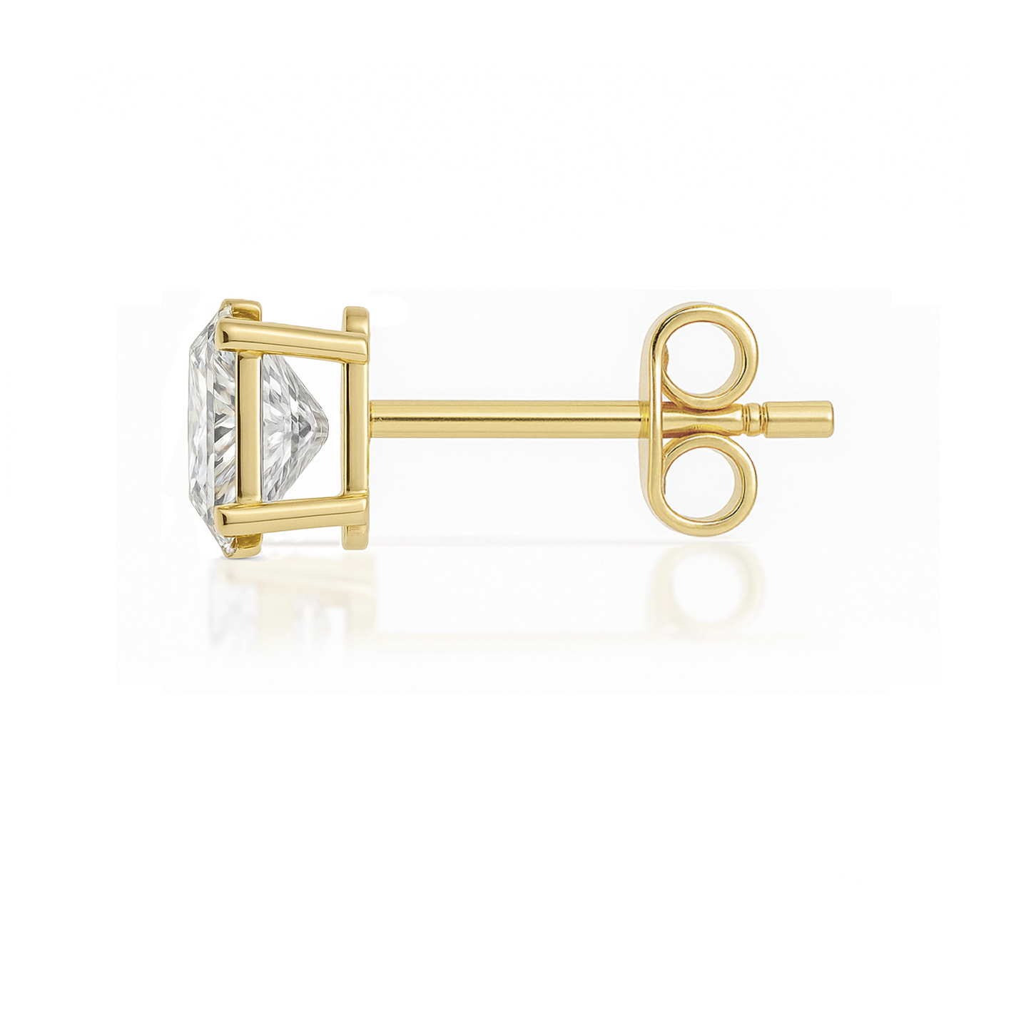 14K Gold Oval Cut Moissanite Solitaire Single Stud Earring - Push Back