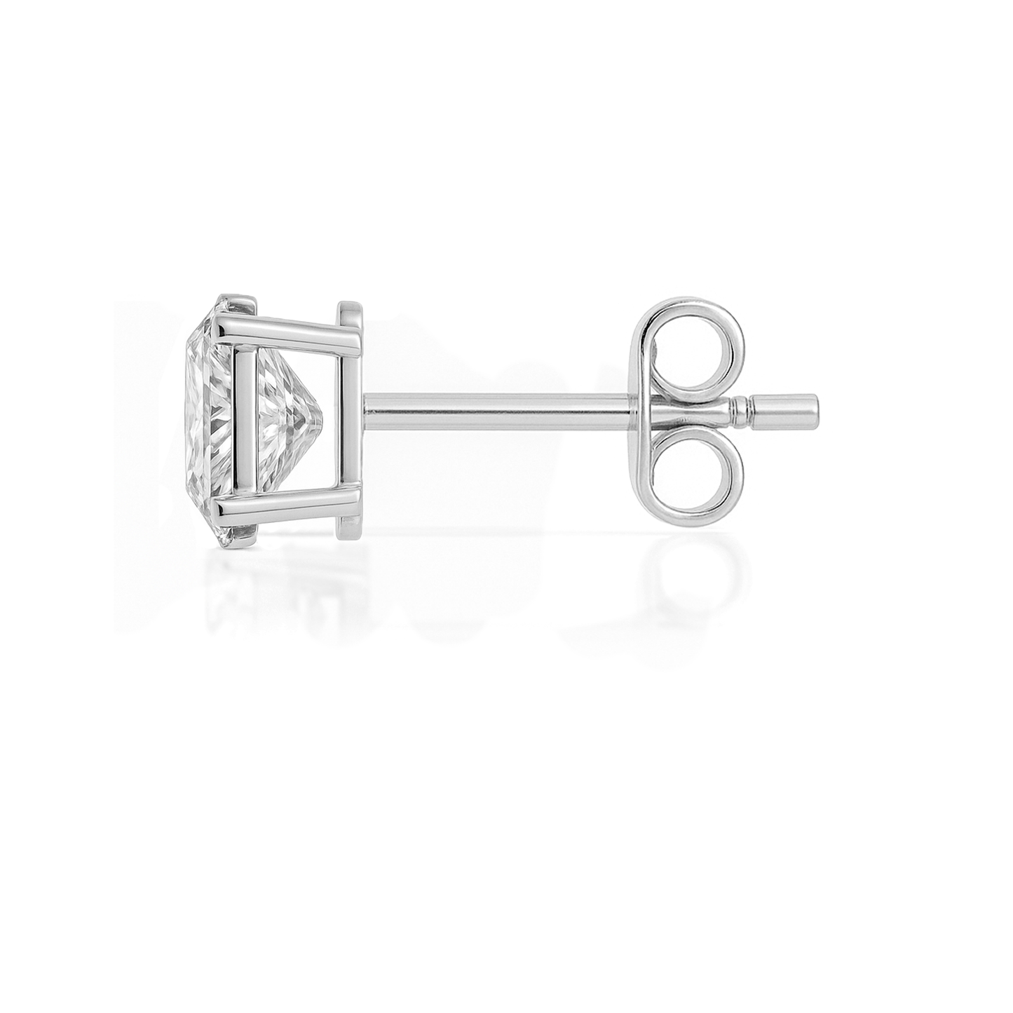 10K Gold Oval Cut Moissanite Solitaire Single Stud Earring - Push Back
