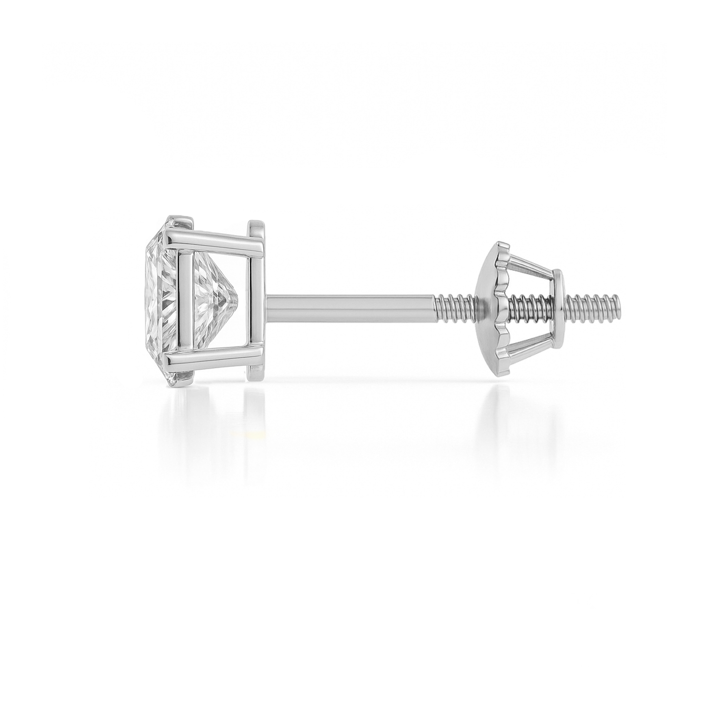 10K Gold Oval Cut Moissanite Solitaire Single Stud Earring - Screw Back