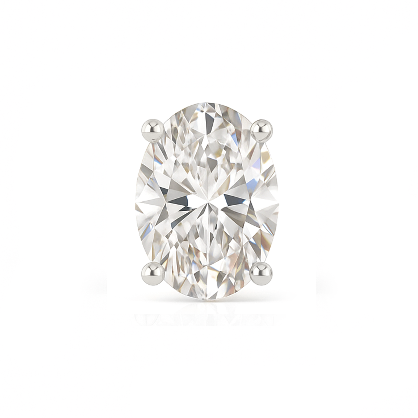 10K Gold Oval Cut Moissanite Solitaire Single Stud Earring - Push Back