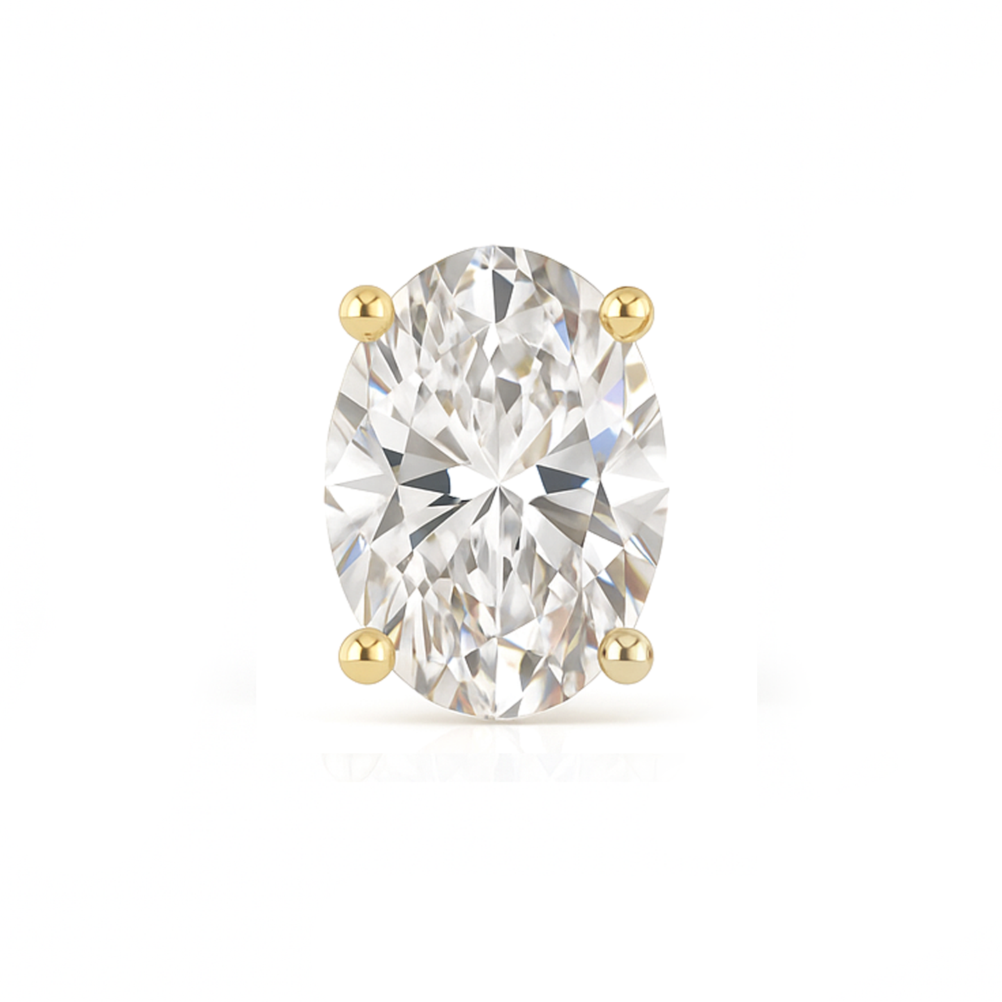 10K Gold Oval Cut Moissanite Solitaire Single Stud Earring - Screw Back
