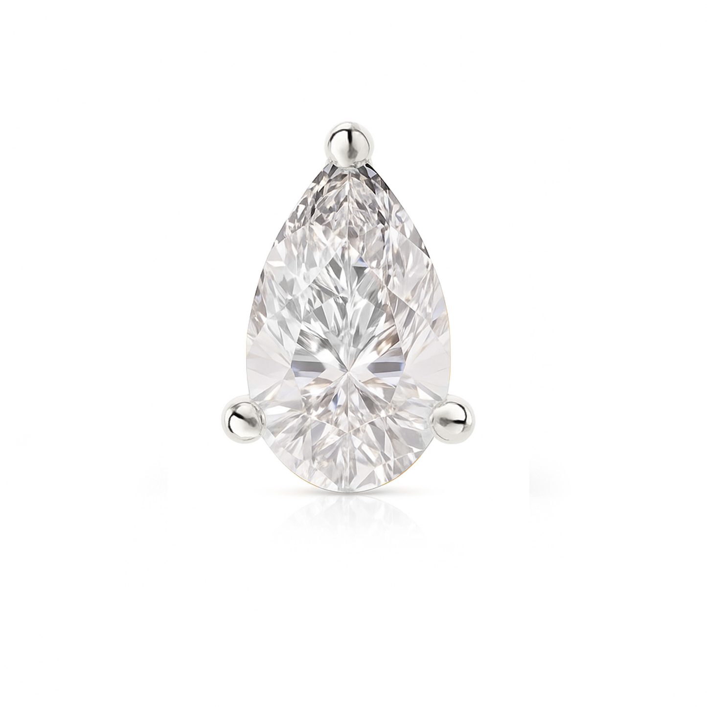 10K Gold Pear Cut Moissanite Solitaire Single Stud Earring - Screw Back