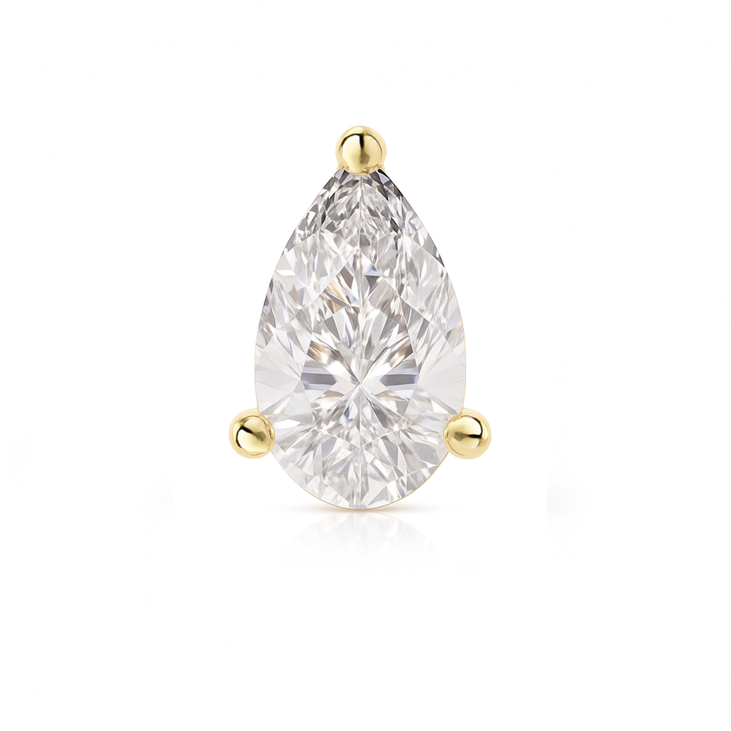 10K Gold Pear Cut Moissanite Solitaire Single Stud Earring - Push Back