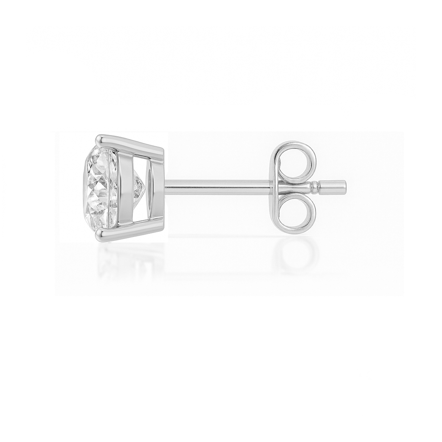 10K Gold Round Cut Moissanite Solitaire Single Stud Earring - Push Back