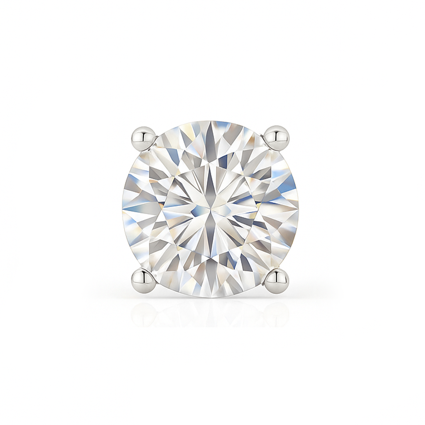10K Gold Round Cut Moissanite Solitaire Single Stud Earring - Screw Back