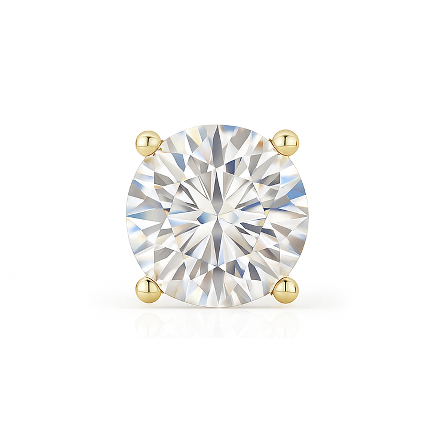 10K Gold Round Cut Moissanite Solitaire Single Stud Earring - Screw Back