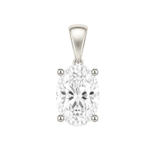 14K Gold Oval Cut Moissanite Solitaire Pendant Only - Dangle Bail