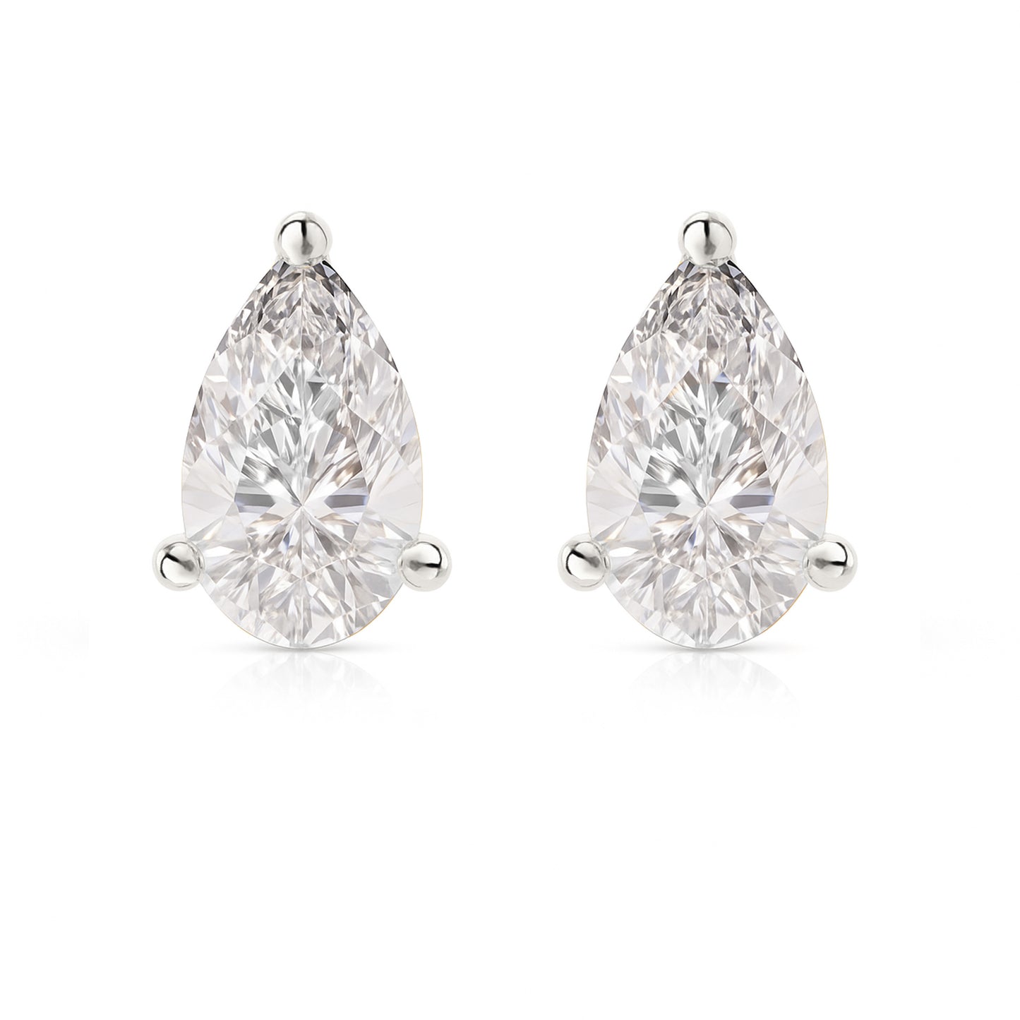10K Gold Pear Cut Moissanite Solitaire Stud Earrings - Screw Backs