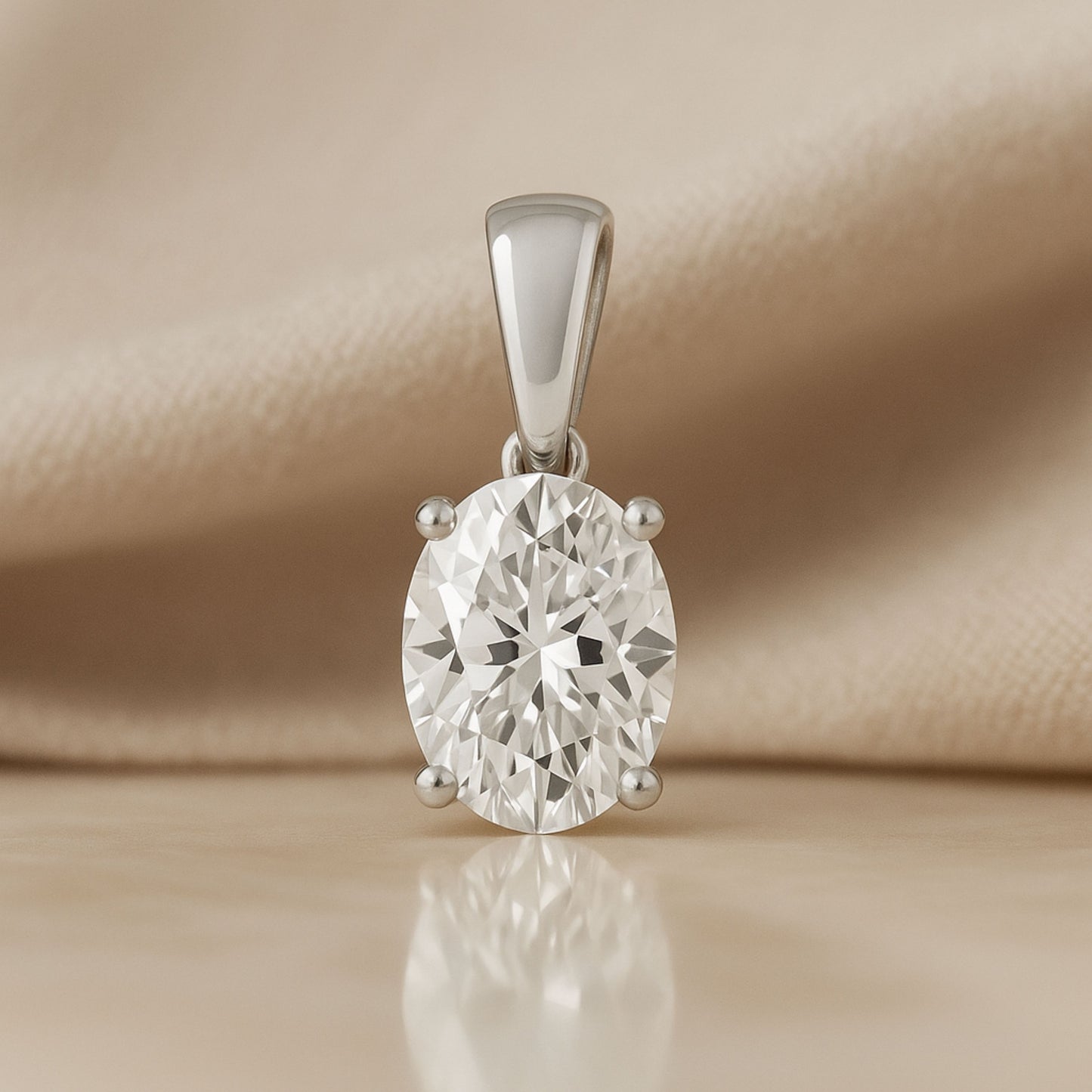 14K Gold Oval Cut Moissanite Solitaire Pendant Only - Dangle Bail