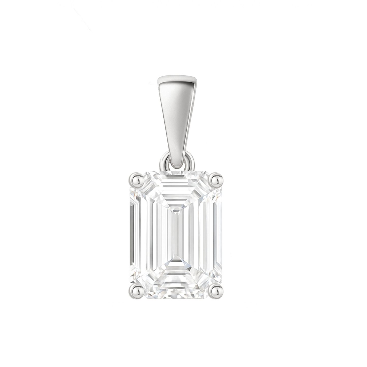 10K Gold Emerald Cut Moissanite Solitaire Pendant Only - Dangle Bail