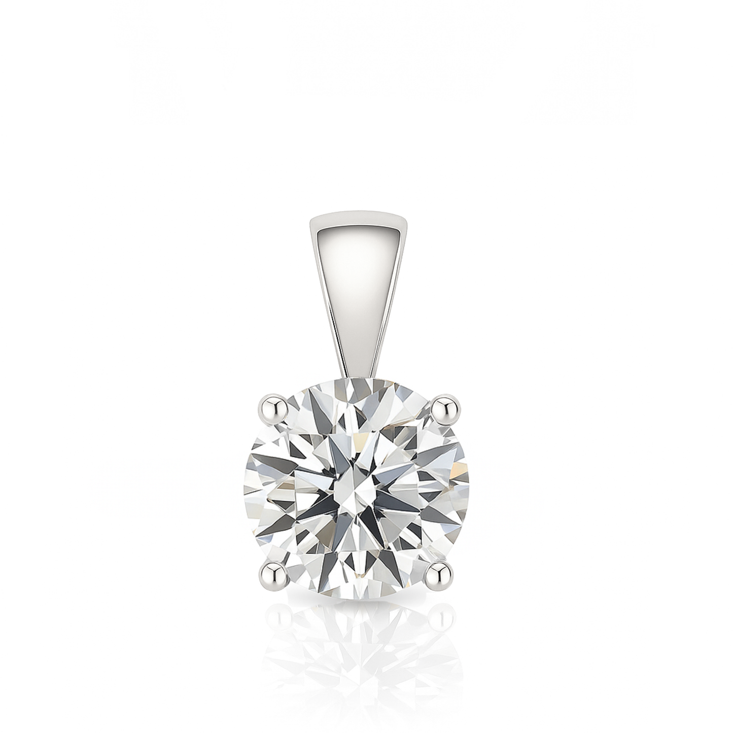 14K Gold Round Cut Moissanite Solitaire Pendant Only - Solid Bail