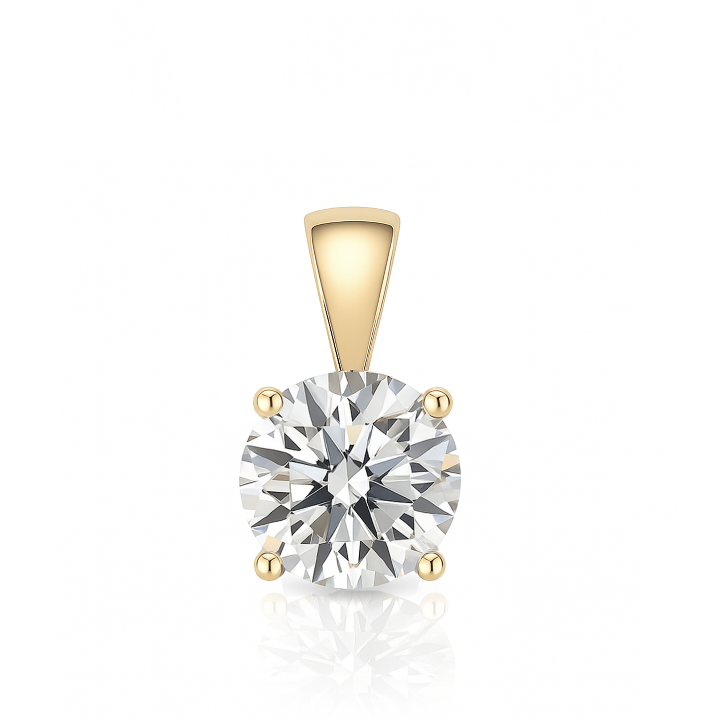 14K Gold Round Cut Moissanite Solitaire Pendant Only - Solid Bail