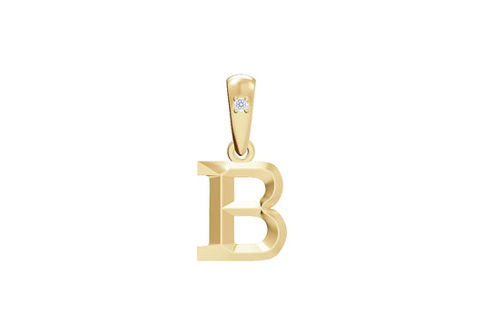 10K Gold Letter with 0.90mm Diamond Pendant Only - Dangle Bail