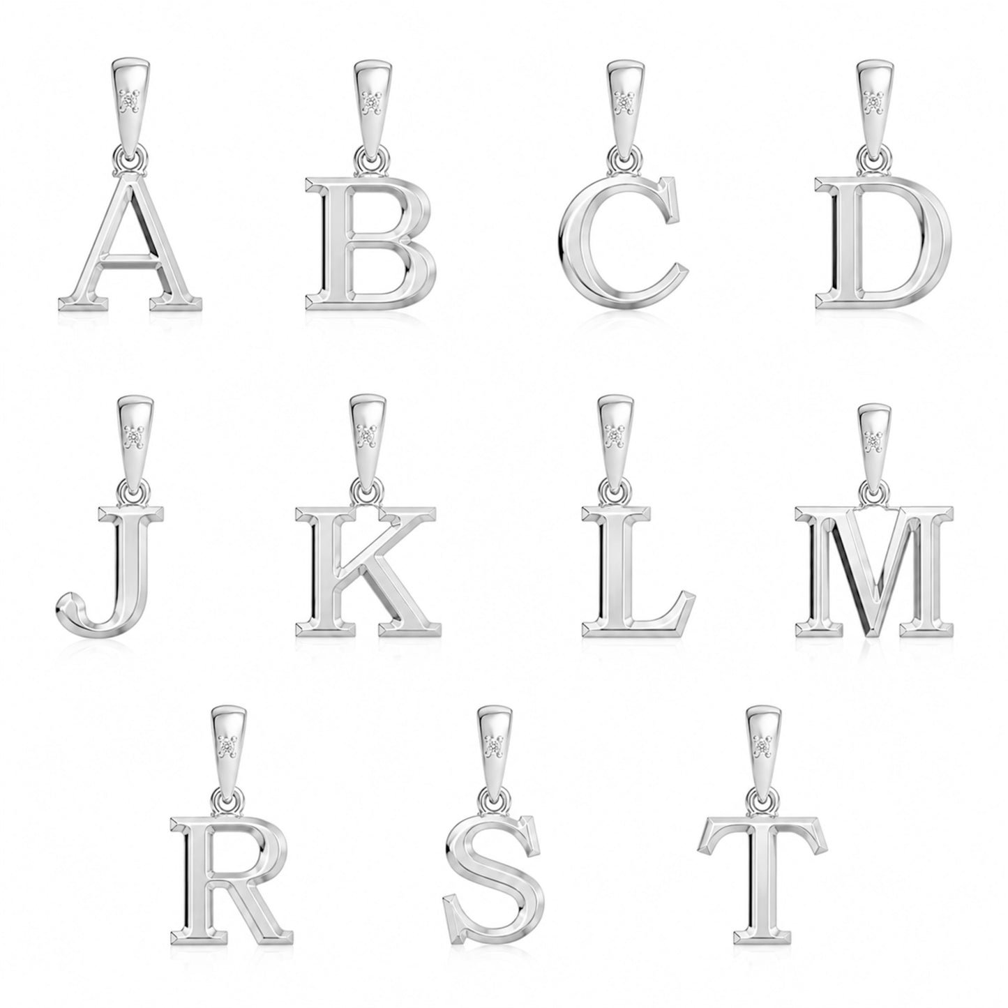 10K Gold Letter with 0.90mm Diamond Pendant Only - Dangle Bail