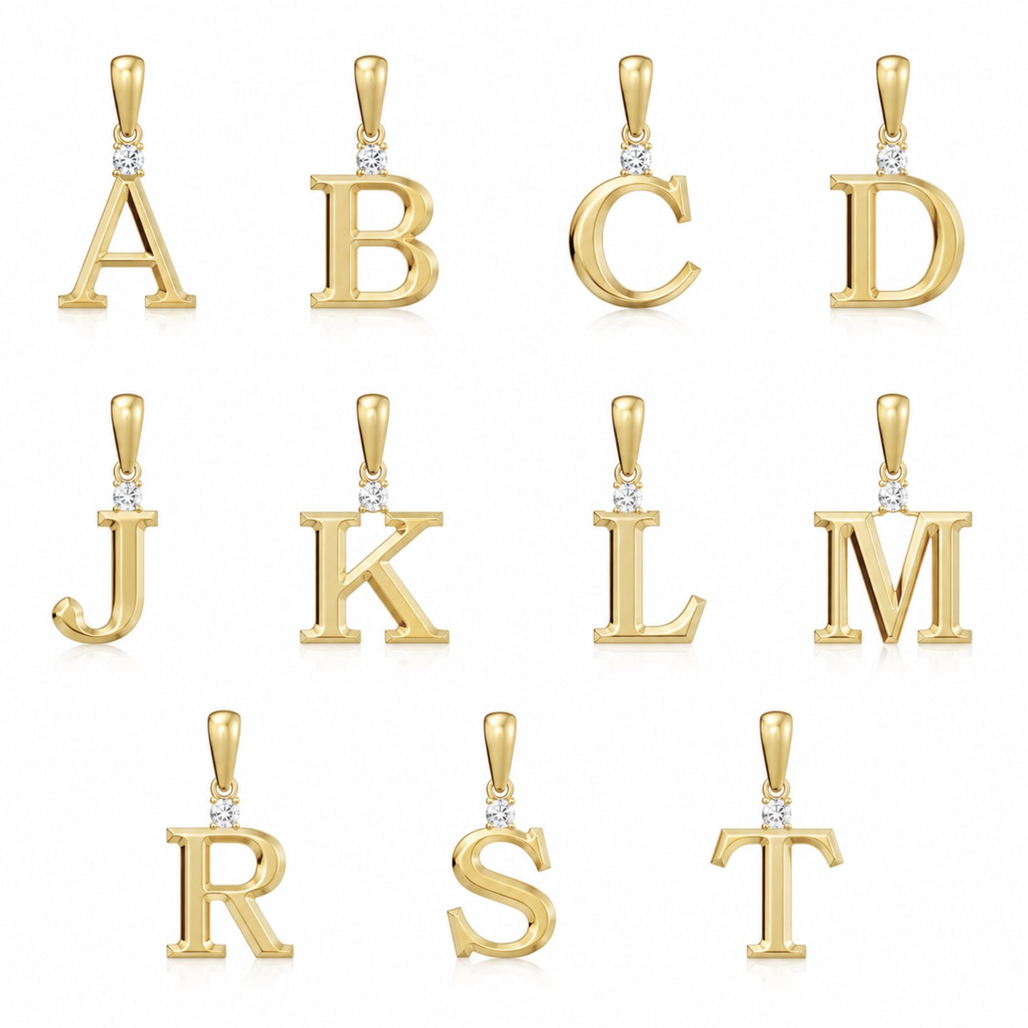 10K Gold Letter with 1.6mm Diamond Pendant Only - Dangle Bail