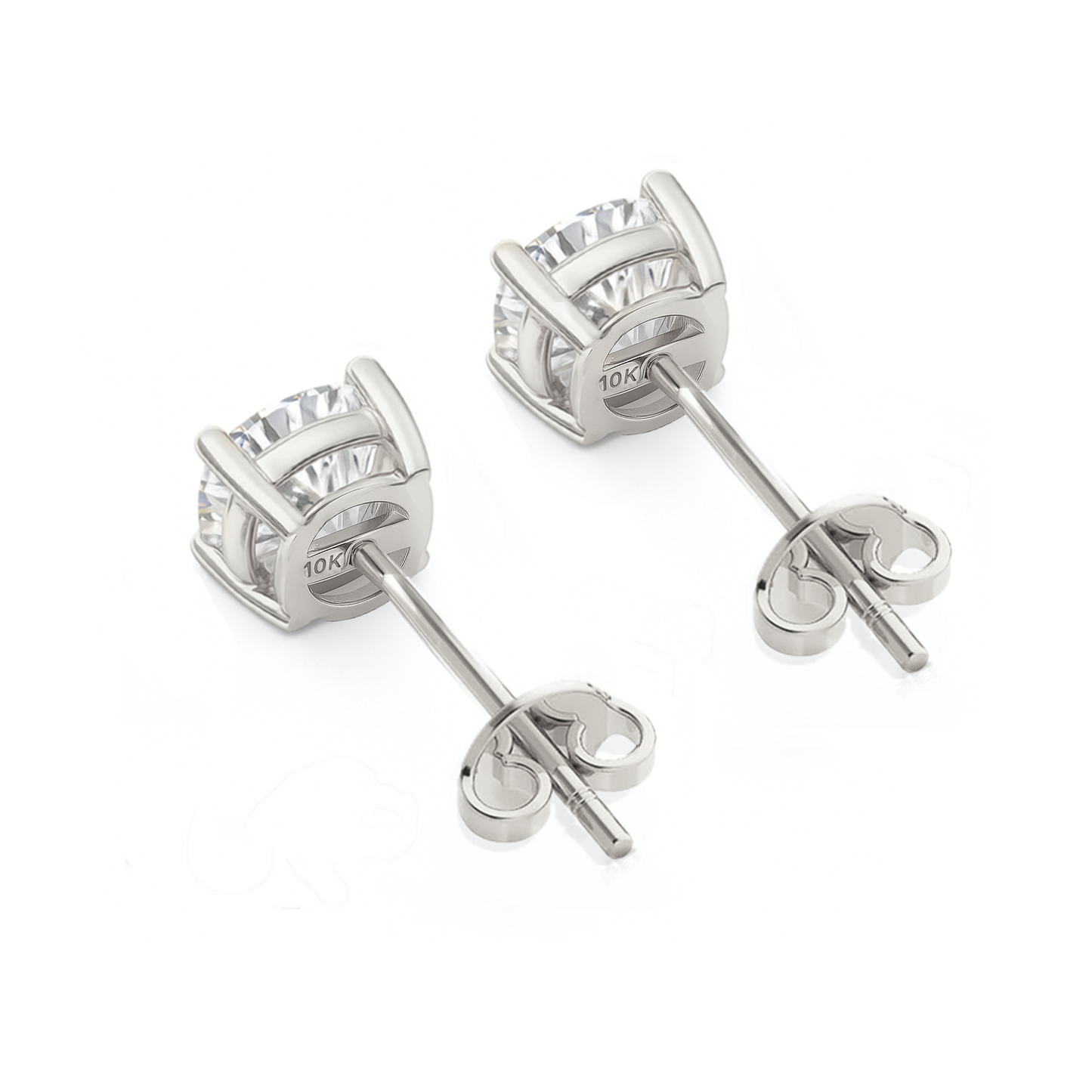 10K Gold Cushion Cut Moissanite Solitaire Stud Earrings - Push Backs
