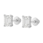 10K Gold Emerald Cut Moissanite Solitaire Stud Earrings - Screw Backs