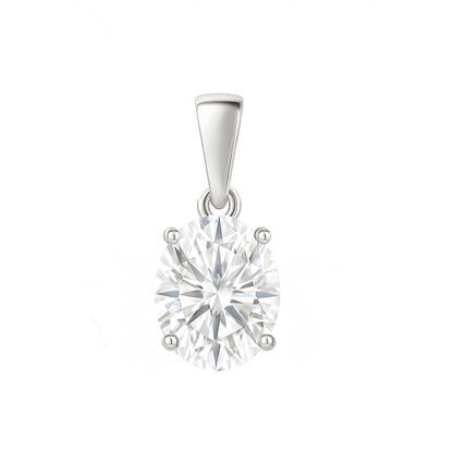 10K Gold Oval Cut Moissanite Solitaire Pendant Only - Dangle Bail