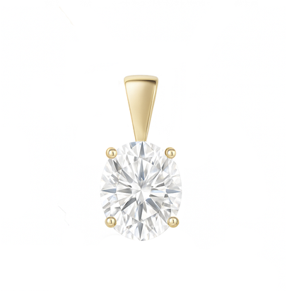 10K Gold Oval Cut Moissanite Solitaire Pendant Only - Solid Bail