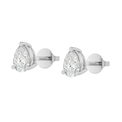 10K Gold Pear Cut Moissanite Solitaire Stud Earrings - Push Backs