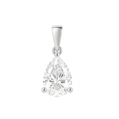10K Gold Pear Cut Moissanite Solitaire Pendant Only - Dangle Bail