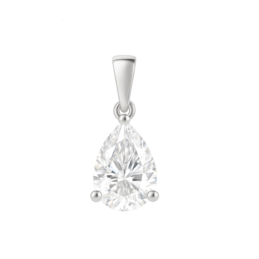 10K Gold Pear Cut Moissanite Solitaire Pendant Only - Dangle Bail