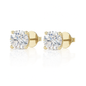 10K Gold Round Cut Moissanite Solitaire Stud Earrings - Push Backs