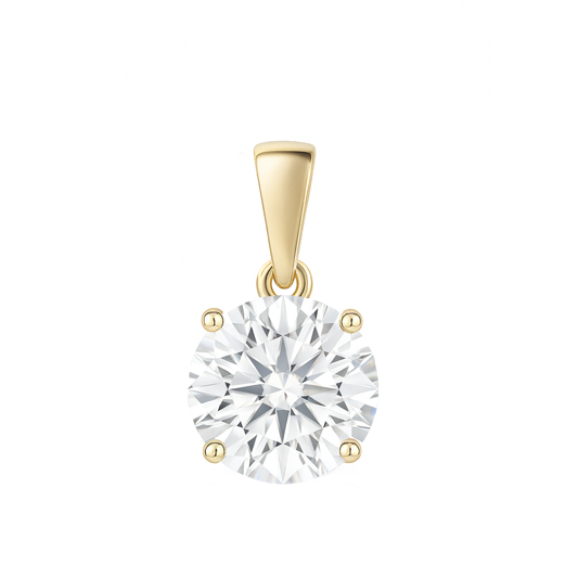 10K Gold Round Cut Moissanite Solitaire Pendant Only - Dangle Bail