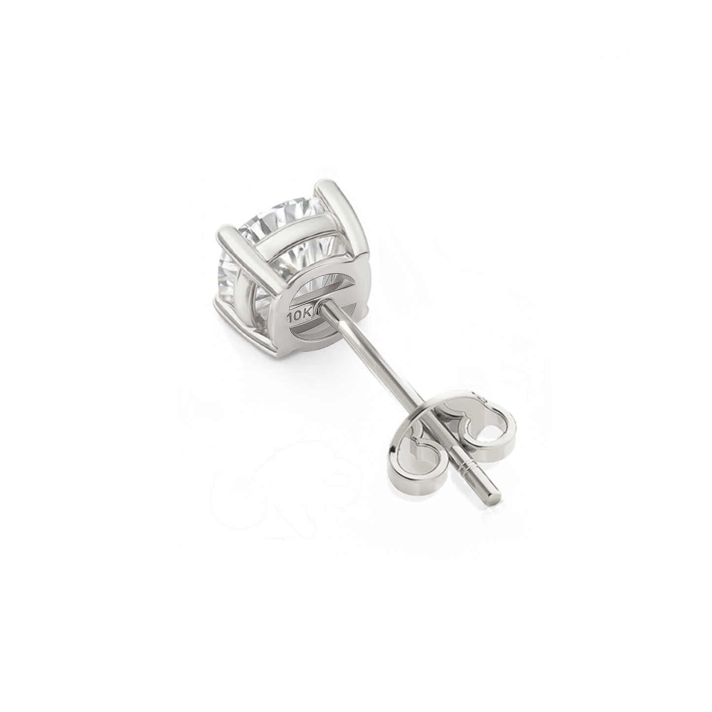 10K Gold Cushion Cut Moissanite Solitaire Single Stud Earring - Push Back
