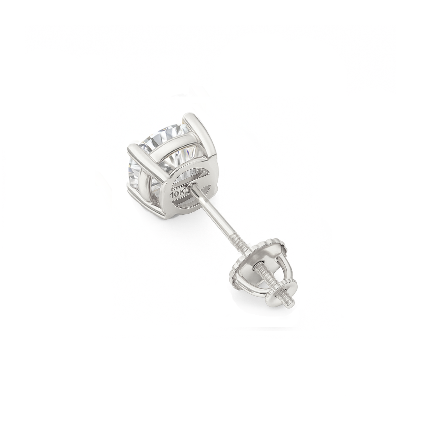 10K Gold Cushion Cut Moissanite Solitaire Single Stud Earring - Screw Back