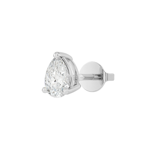 10K Gold Pear Cut Moissanite Solitaire Single Stud Earring - Push Back