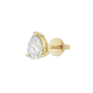 10K Gold Pear Cut Moissanite Solitaire Single Stud Earring - Push Back