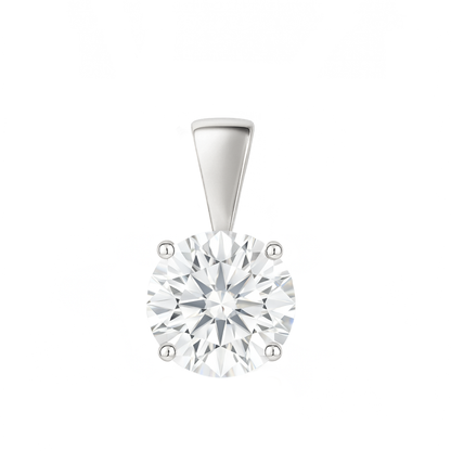 10K Gold Round Cut Moissanite Solitaire Pendant Only - Solid Bail