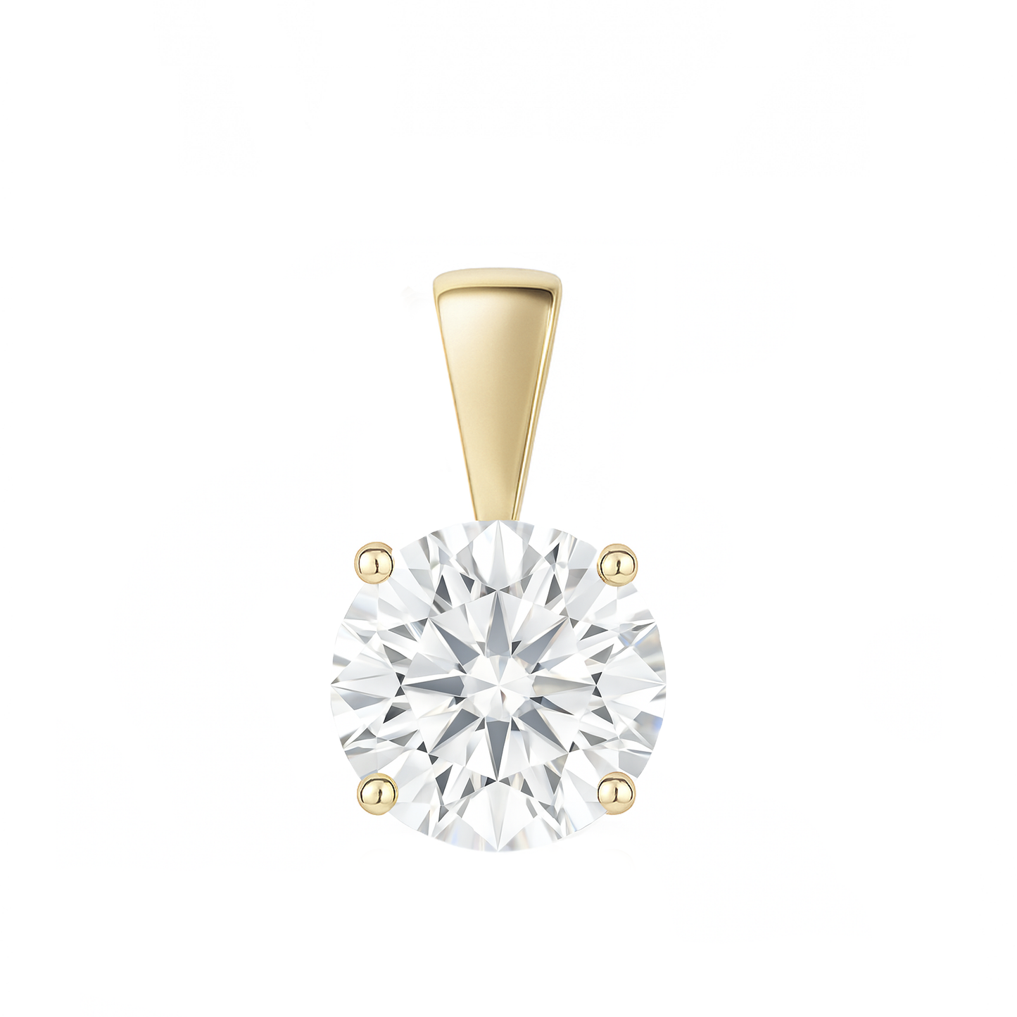 10K Gold Round Cut Moissanite Solitaire Pendant Only - Solid Bail