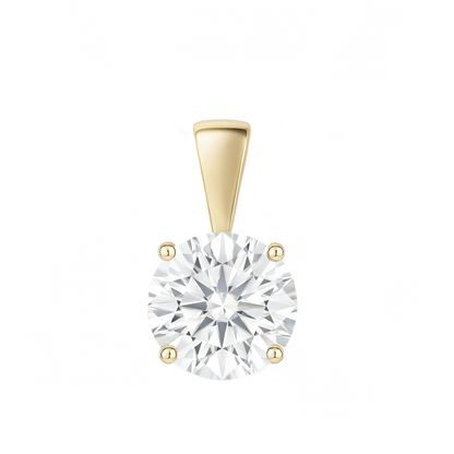 10K Gold Round Cut Moissanite Solitaire Pendant Only - Solid Bail