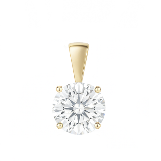 10K Gold Round Cut Moissanite Solitaire Pendant Only - Solid Bail